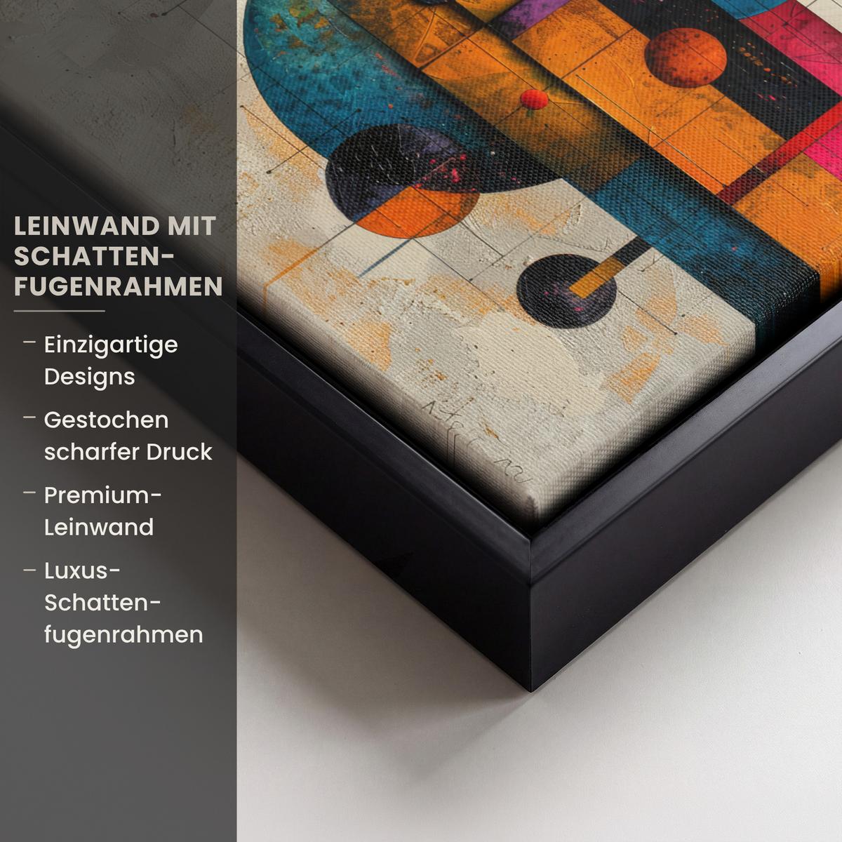 LEINWAND Bilder mit Rahmen - Vintage - Moderne Kunst - Orange - Geometrische Formen - 20x30 - Multicolor, Textil (20/30cm) - MuchoWow