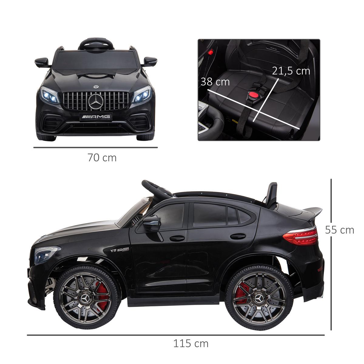 KINDERFAHRZEUG Fernbedienung Elektroauto Mercedes-Benz MP3 37-60 Monate 2 Farben - Schwarz, Kunststoff (115/70/55cm) - HOMCOM