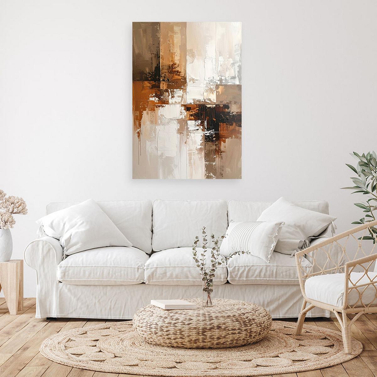 BILD auf Leinwand, Abstraktes in Beige und Braun mit subtiler Textur - Braun, Textil (80/120cm) - Feeby