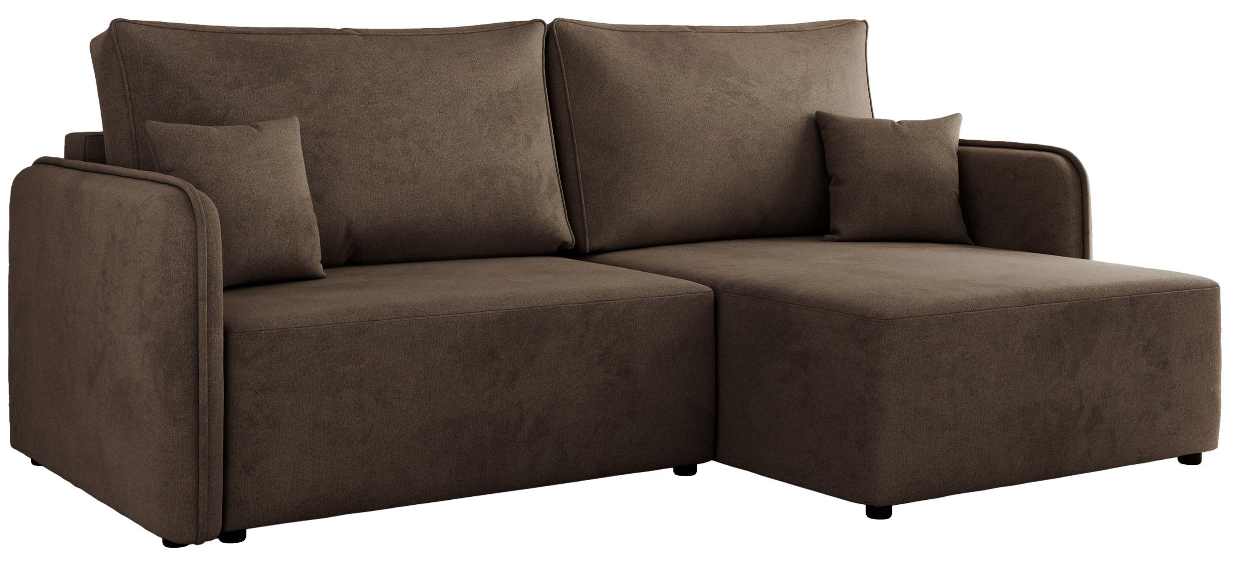 ECKSCHLAFSOFA MESTO L Braun Velvet - rechts - Schwarz/Braun, Kunststoff/Textil (147/227cm) - MKS