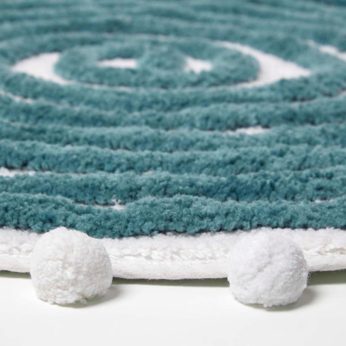 BADEMATTE Spiral 60 cm, Baumwolle - Petrol, Textil (60/60cm) - Homescapes