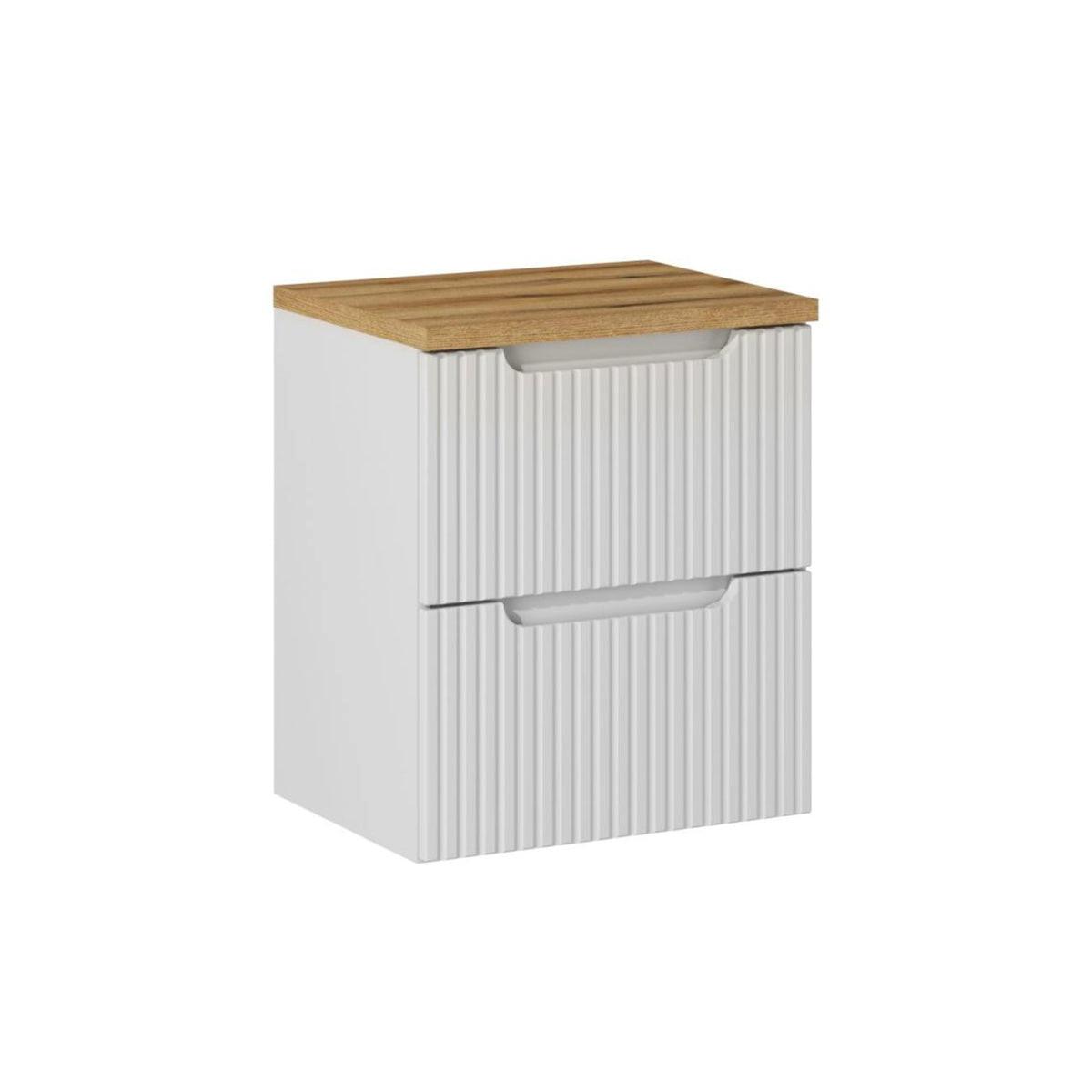 WASCHTISCHUNTERSCHRANK 50.4cm Riva Weiß und Holz - Weiß, Holzwerkstoff (50.4/59/40cm) - Petits-meubles