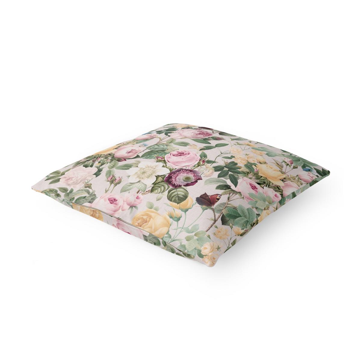 DEKOKISSEN Vintage Blumen Illustration XXL 50/50 cm - Rosa, Textil (50/50/10cm) - Bilderwelten