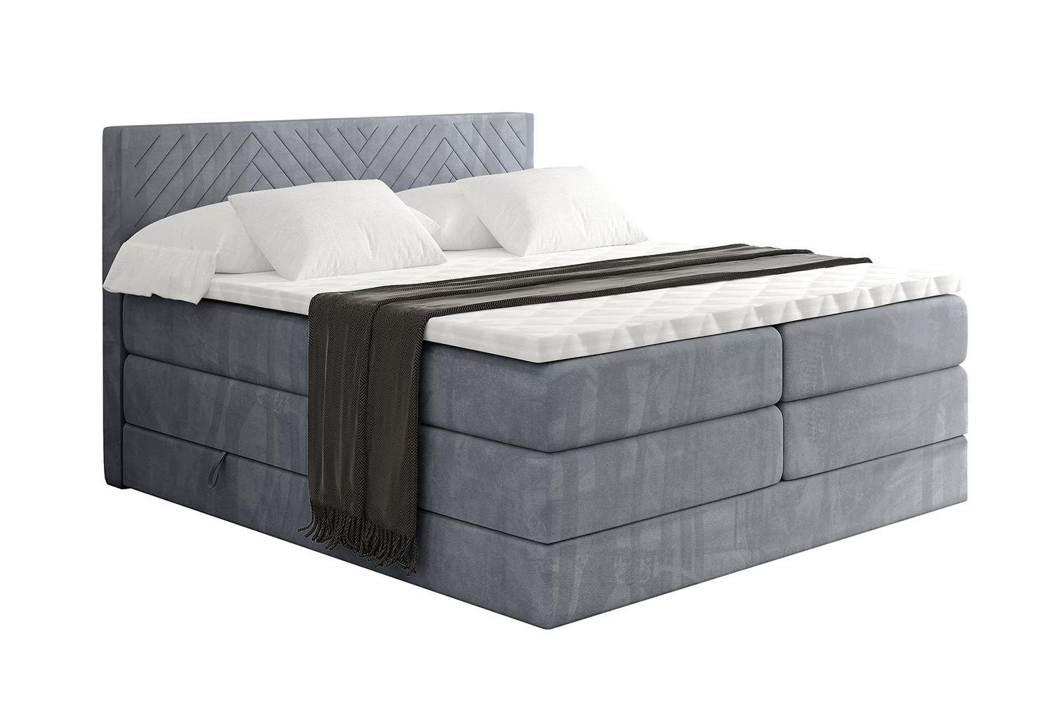 BOXSPRINGBETT mit Matratze H3|H4 und Lattenrost - VEXA KING-180x200 - Grau Casablanca - Grau, Holzwerkstoff (180/200cm) - ALTDECOR