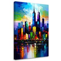 LEINWANDBILD Bunte Stadt Abstrakt 60x90cm - Multicolor, Textil (60/90cm) - Feeby