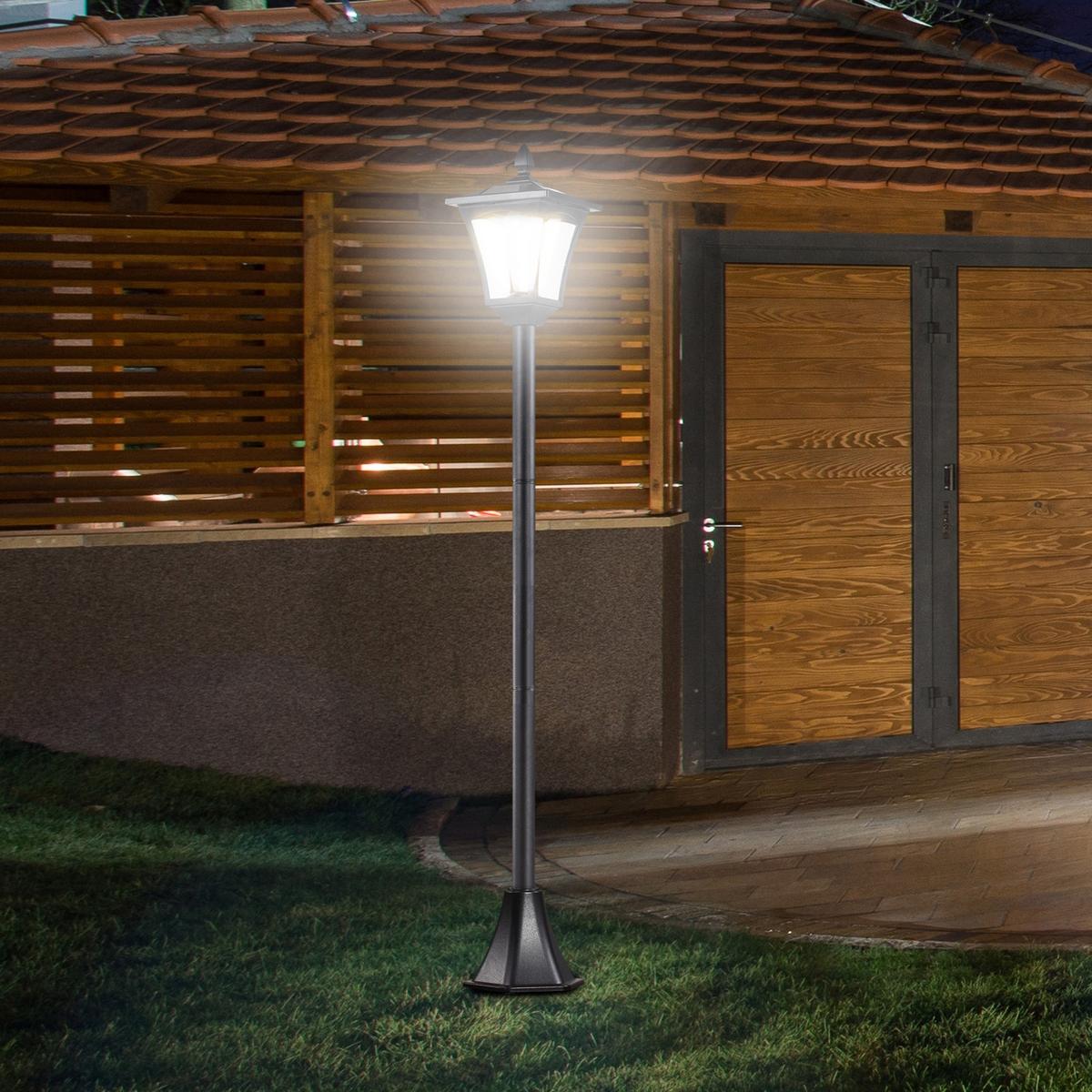 SOLAR Gartenlaterne mit LED Laterne Wegleuchte 40 Lumen H160cm Schwarz - Schwarz, Metall (18/18/160cm) - Outsunny