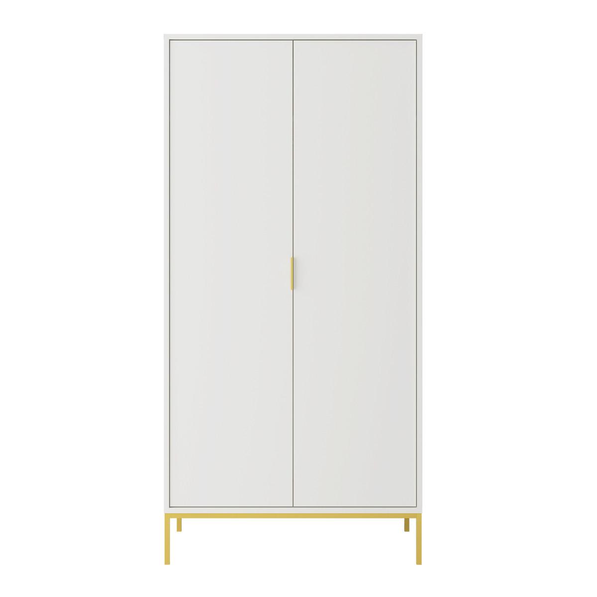 SCHRANK 2 Türen Seattle Weiß - Goldfarben/Weiß, Holzwerkstoff (100/205.4/55cm) - Petits-meubles