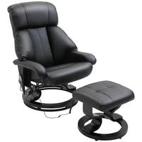 MASSAGESESSEL mit Fußhocker, Relaxsessel, Elektrischer Fernsehsessel, Kunstleder - Schwarz, Leder (80/102/76cm) - HOMCOM