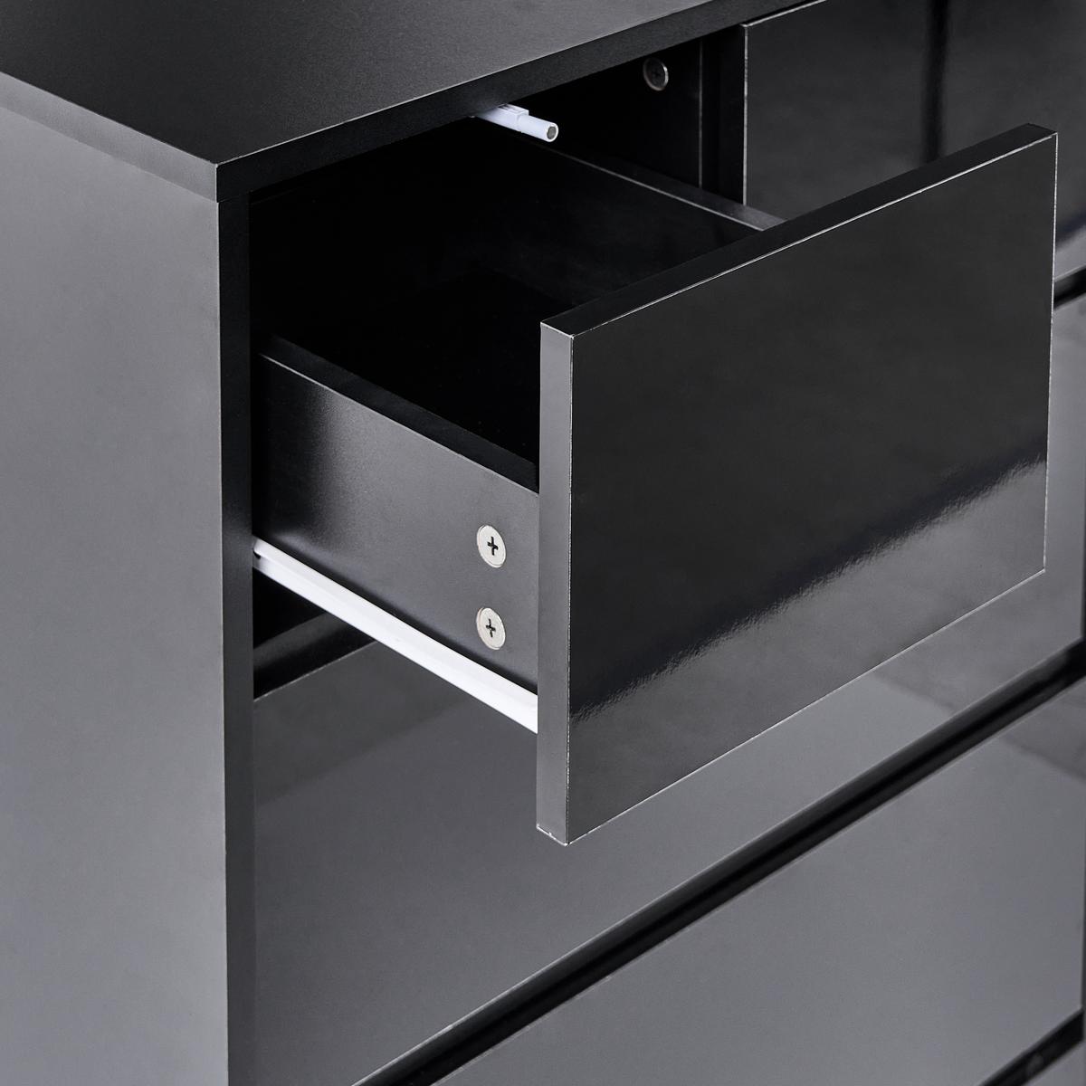 KOMMODE mit 5 Schubladen Schwarz Alberta - Schwarz, Holzwerkstoff (60/94/38cm) - Beliani