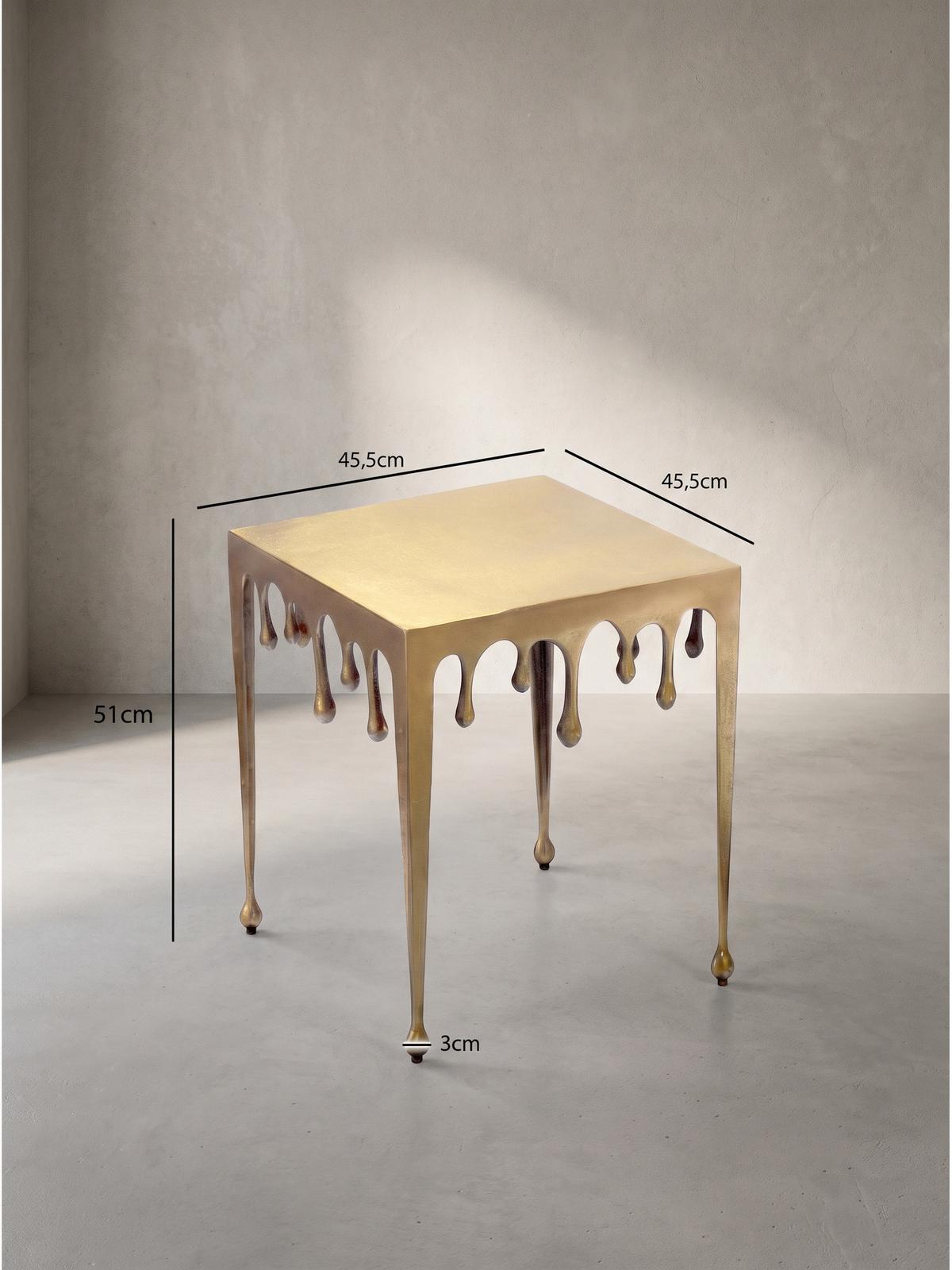BEISTELLTISCH GARD, Aluminium, handgefertigt, Gold, 45,5 x 45,5 x 51 cm - Goldfarben, Metall (45.5/45.5/51cm) - KADIMA DESIGN
