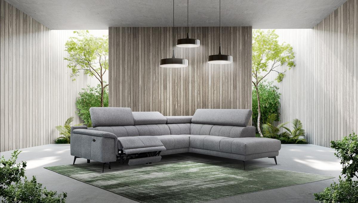 ECKSOFA FIERO 5-Sitzer mit 1 Relaxfunktion, grau - Grau, Holzwerkstoff/Textil (290/228cm) - Wozimo