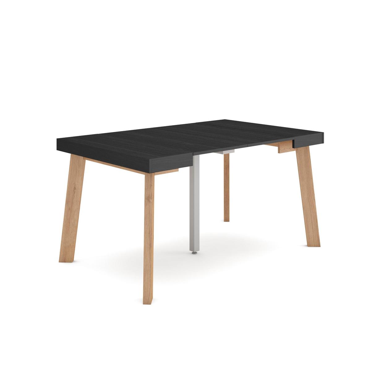 KONSOLENTISCH ausziehbar 58 bis 140cm, für 6 Gäste, schwarz, 90/58/73cm - Schwarz, Holzwerkstoff (90/140/73cm) - Skraut Home