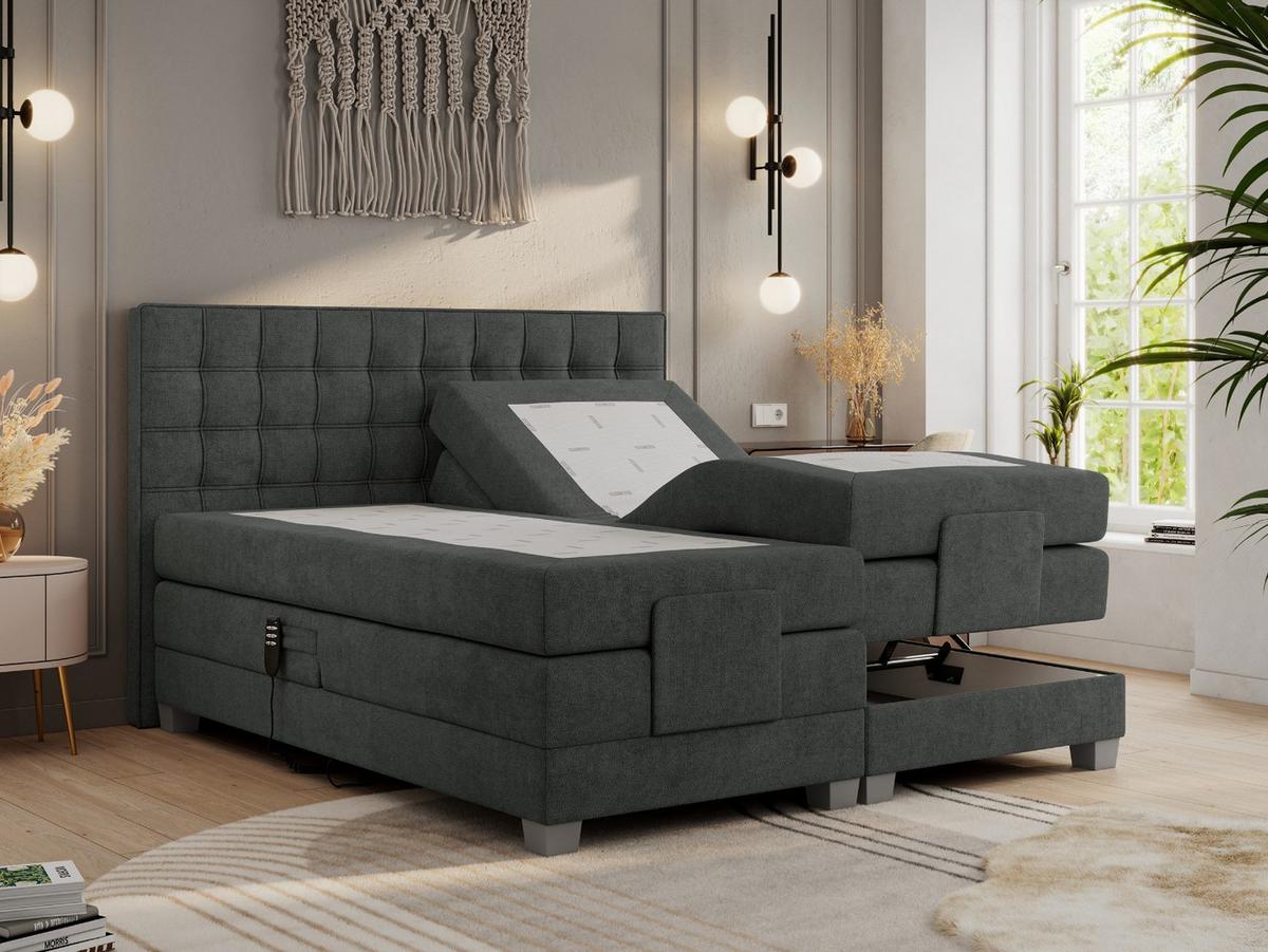 BOXBETT ELEKTRO 140/200 Dunkelgrau Struktur - H4 - Dunkelgrau, Holz/Textil (140/200cm) - MKS