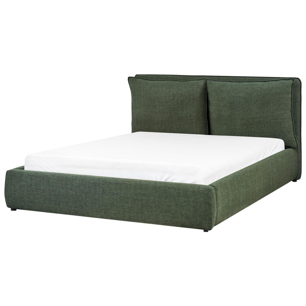 BETT mit Stauraum 160/200 cm Grün Bajonna - Grün, Textil (160/200cm) - Beliani