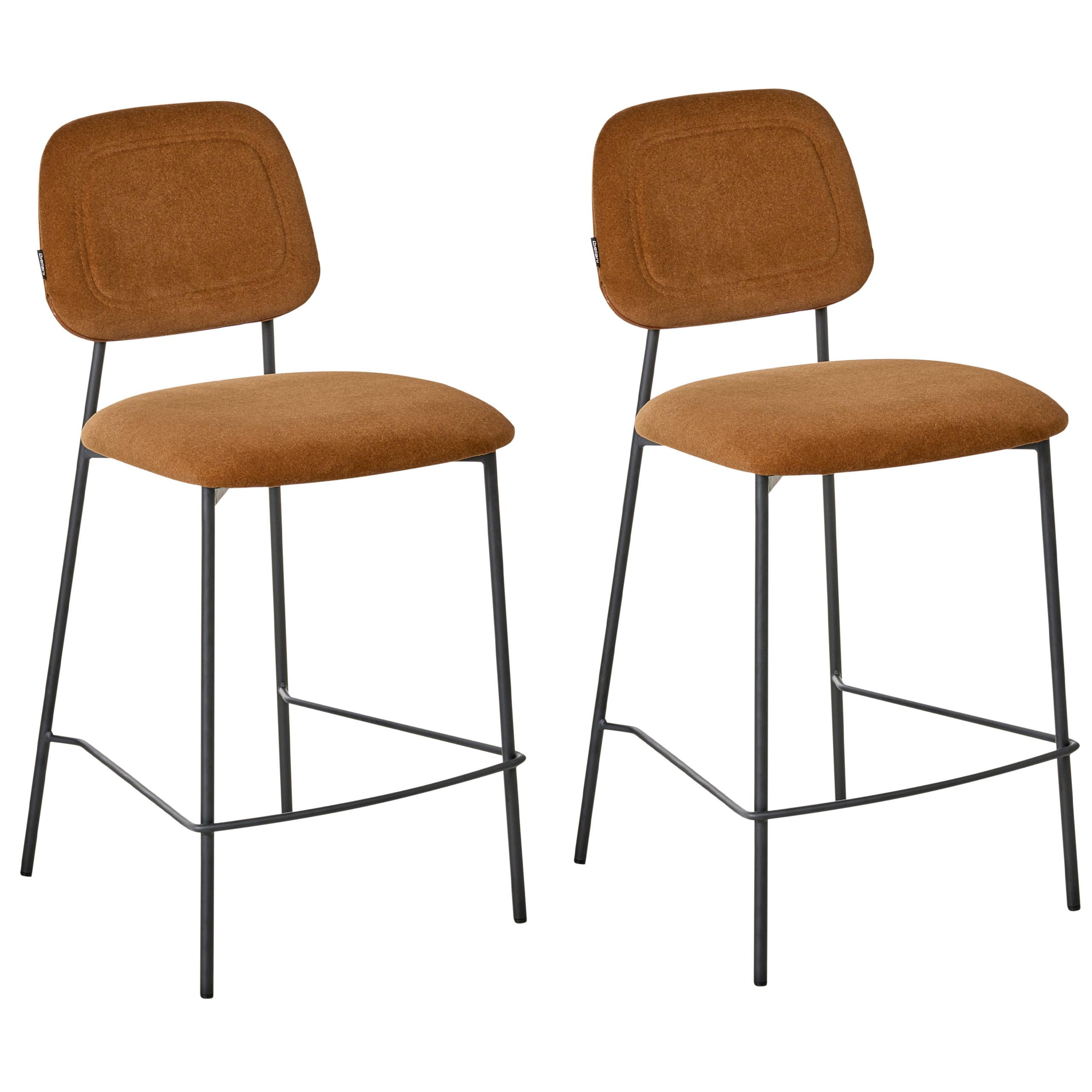 BARSTÜHLEN 2er-Set Goldbraun Duette - Schwarz/Braun, Textil (45/96/48cm) - Beliani