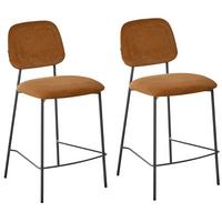 BARSTÜHLEN 2er-Set Goldbraun Duette - Schwarz/Braun, Textil (45/96/48cm) - Beliani