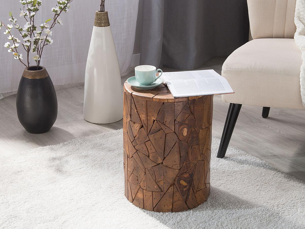BEISTELLTISCH Teakholz braun 30 cm Dawson - Dunkelbraun, Holz (30/30/46cm) - Beliani