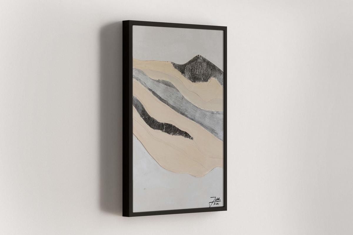 ACRYLBILD HANDGEMALT 60/90 cm - Beige/Grau, Holz/Textil (60/90cm) - KUNSTLOFT