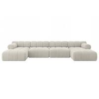 WOHNLANDSCHAFT modulares Sofa Tesso-U2 - 380x160x70 cm Creme Cord - Hellgrau/Creme, Holzwerkstoff/Textil (380/70/160cm) - ALTDECOR
