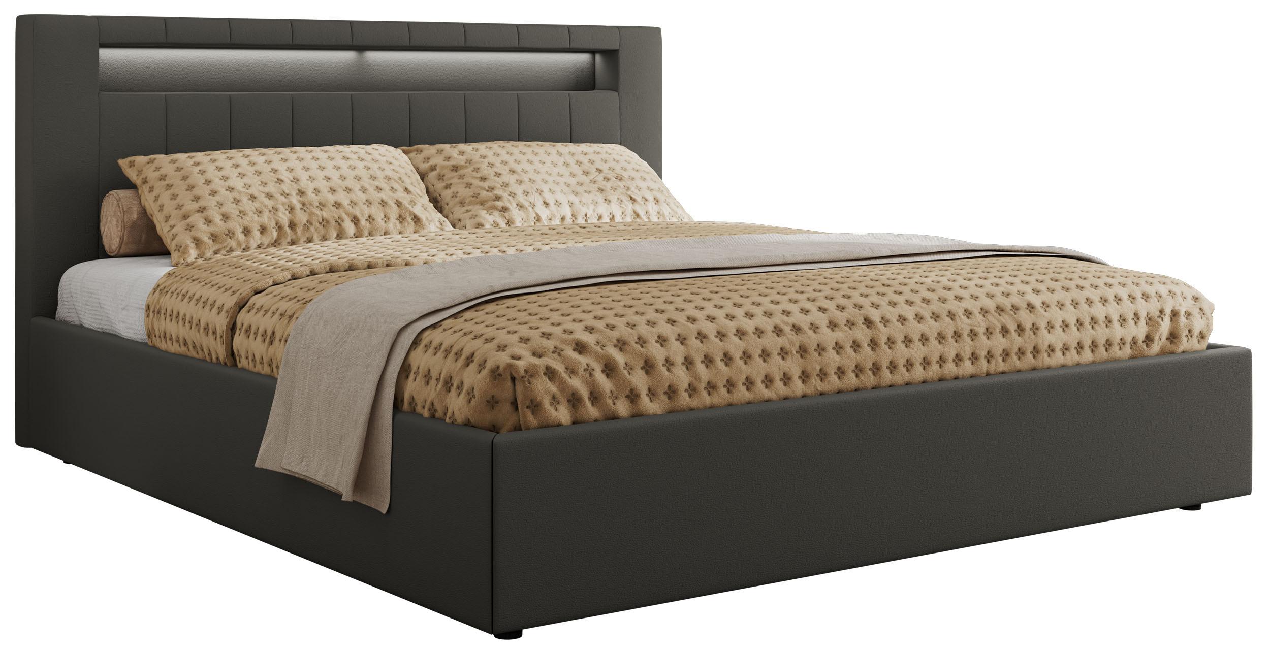 POLSTERBETT GOLD 5 CLASSIC 200/200 - Grau Kunstleder - Pocket-Matratze - Grau, Textil (200/200cm) - MKS