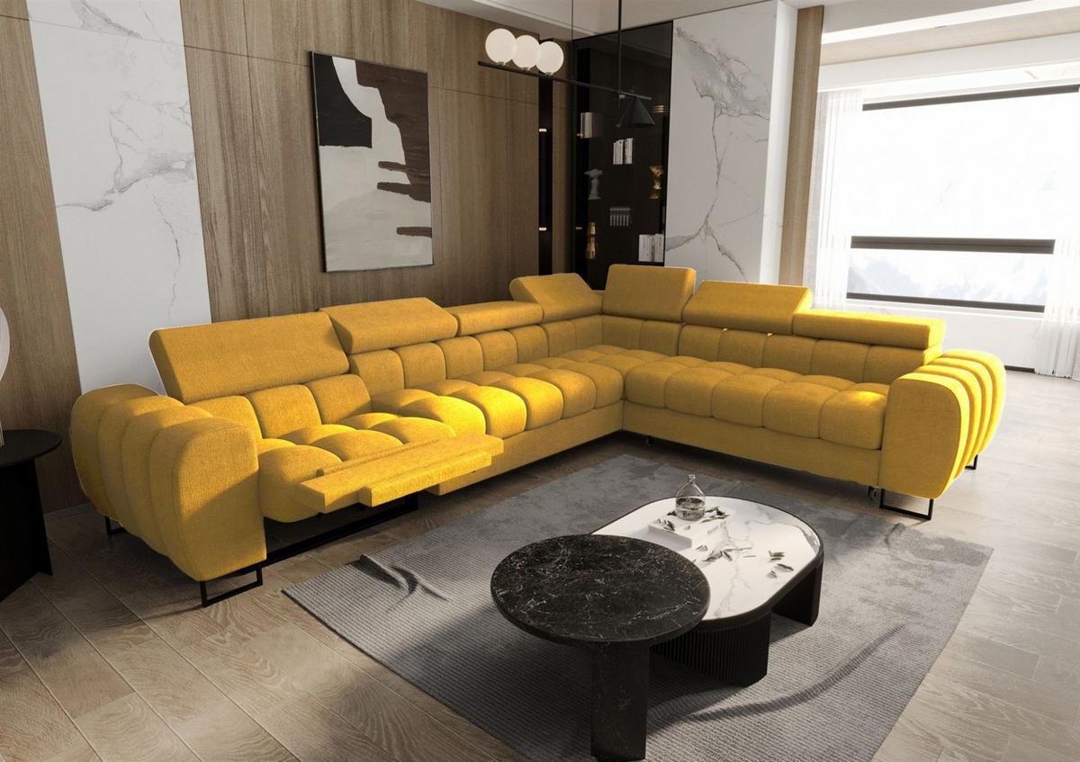 ECKSOFA Bastien Relax - Gelb, Holzwerkstoff/Textil (330/260cm) - Fun Möbel