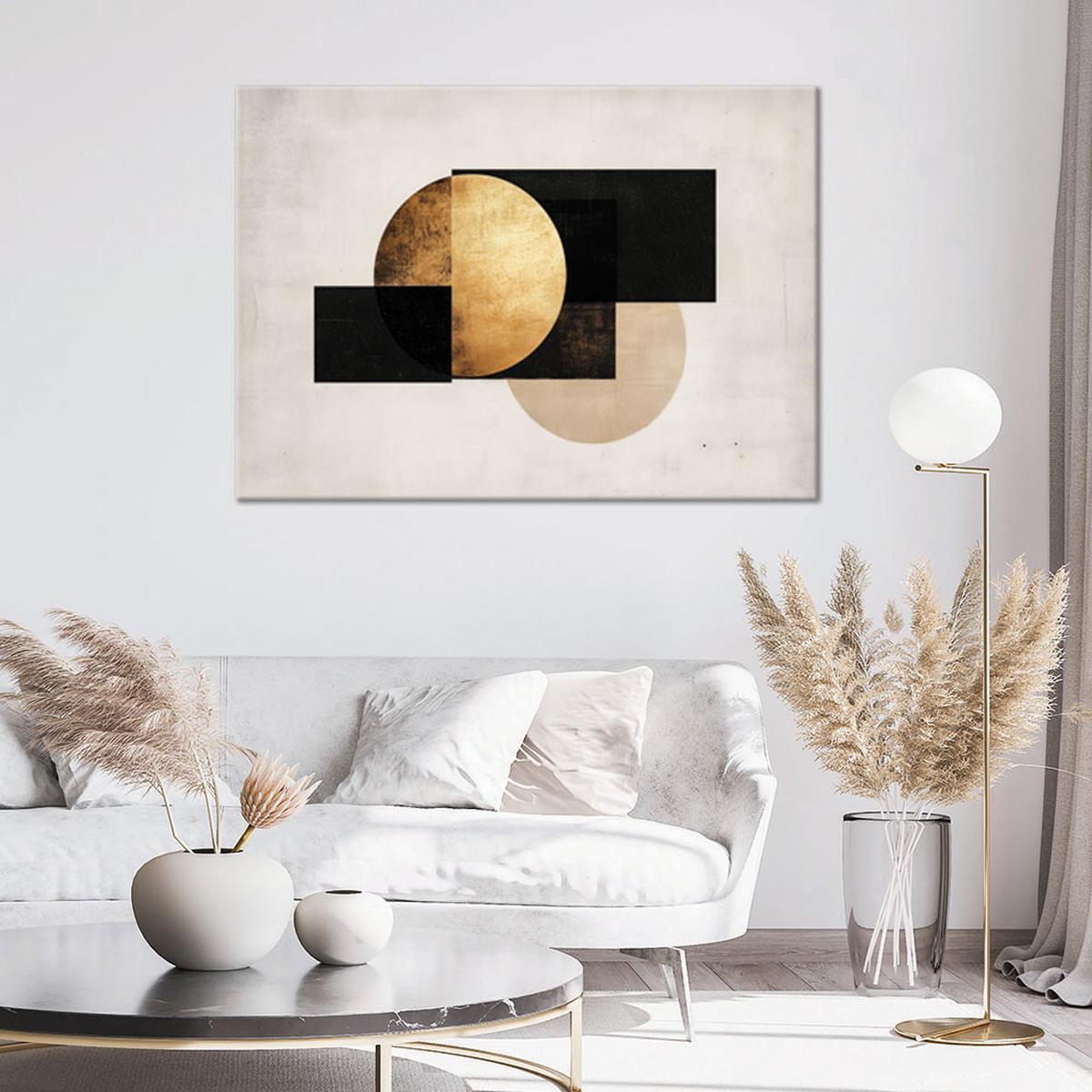 LEINWANDBILD Geometrische Abstraktion Graugold 100x70cm - Beige, Textil (100/70cm) - Feeby