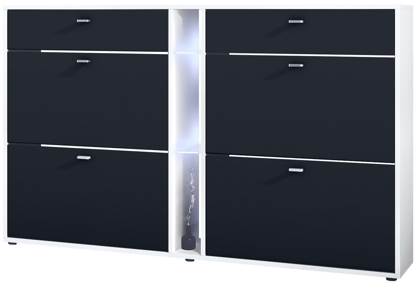 SCHUHSCHRANK Today Fronten in Schwarz matt - Schwarz, Holzwerkstoff (155.5/95/28cm) - Vladon