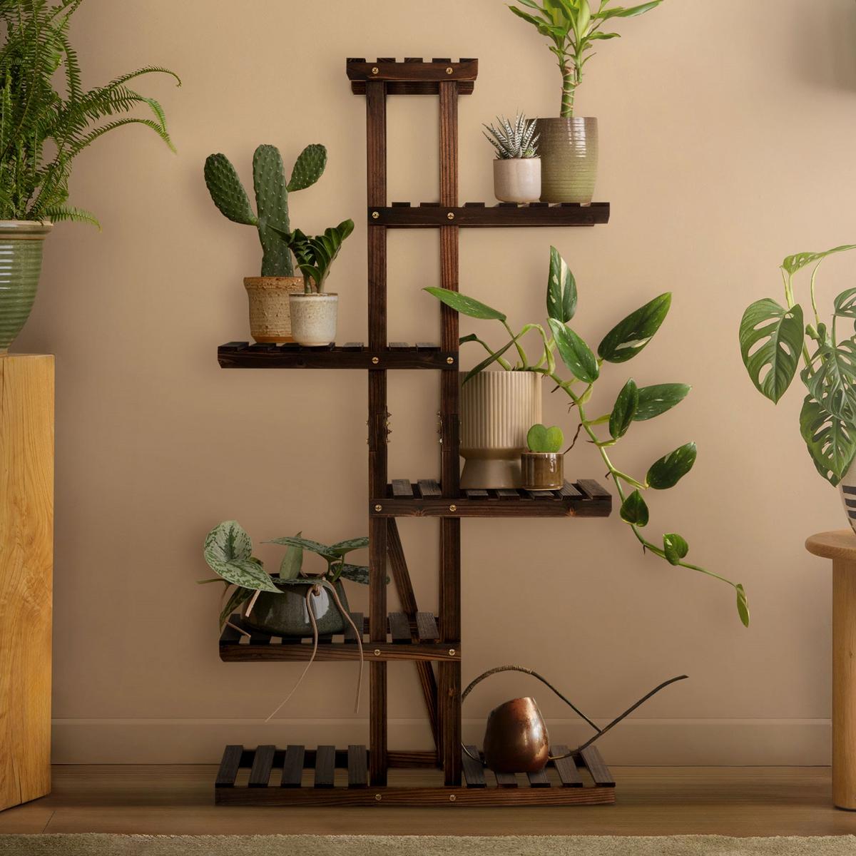 BLUMENREGAL - Braun, Holz (27.5/140/75cm) - ML-DESIGN