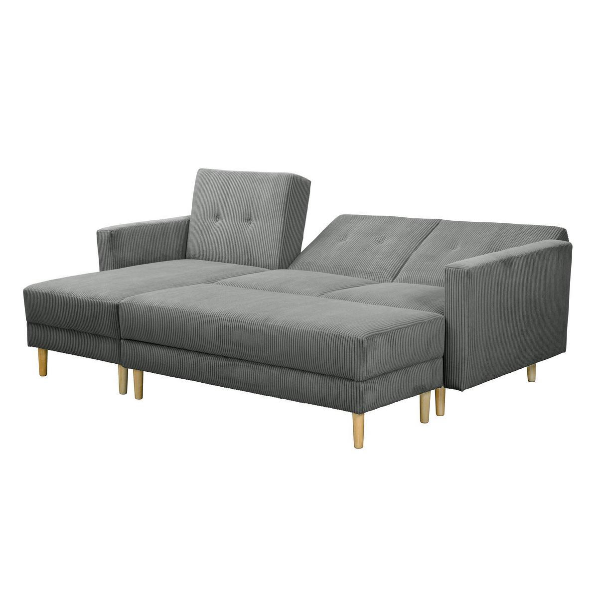 FUNKTIONSSOFA mit Hocker Kattie Cordstoff anthrazit - Anthrazit, Kunststoff (144/230cm) - 58aufmkessel