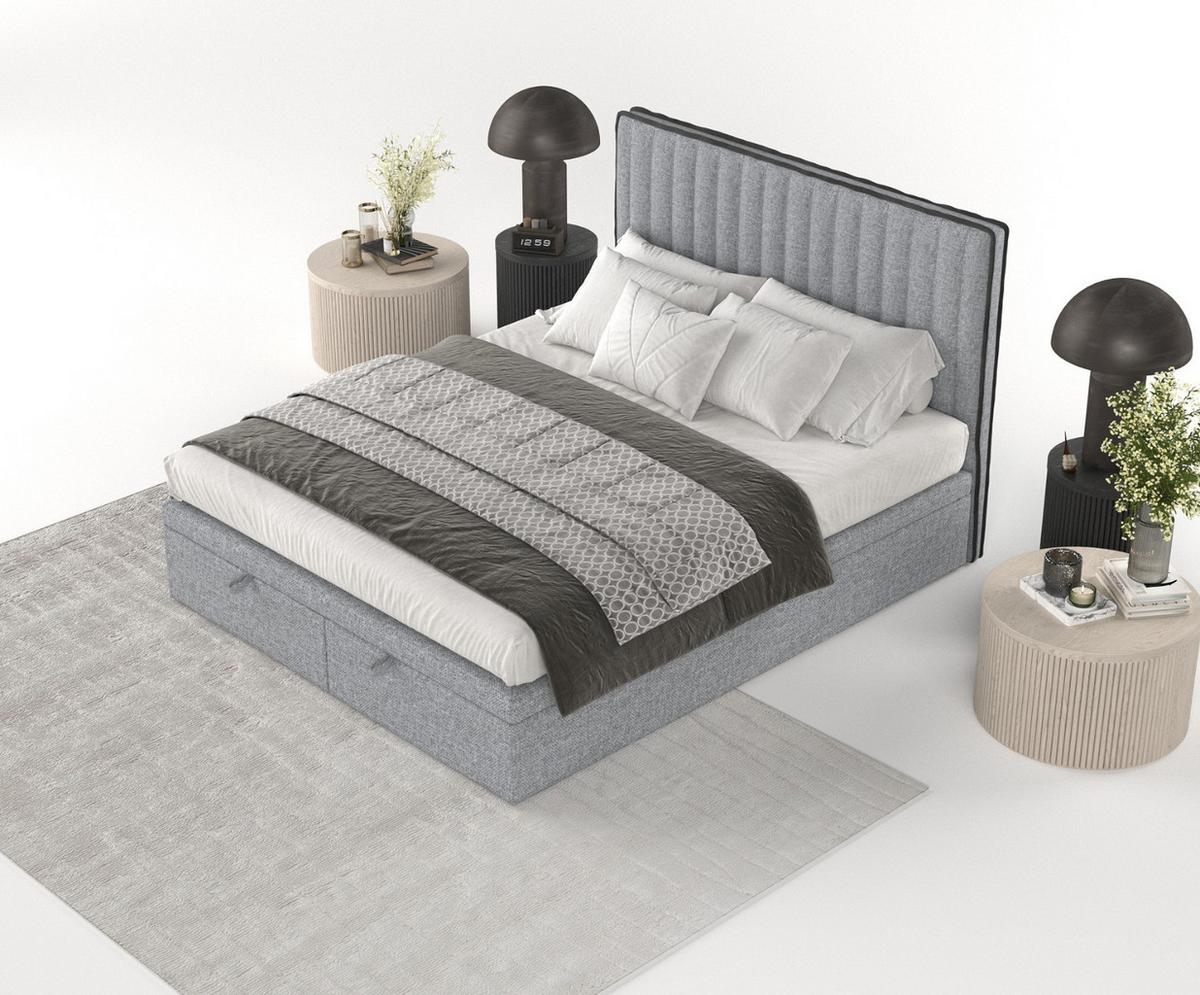 POLSTERBETT Keva mit Stauraum 140/200 cm Grau im Alta Stoff - Schwarz/Grau, Holz/Holzwerkstoff (140/200cm) - AltaBeds