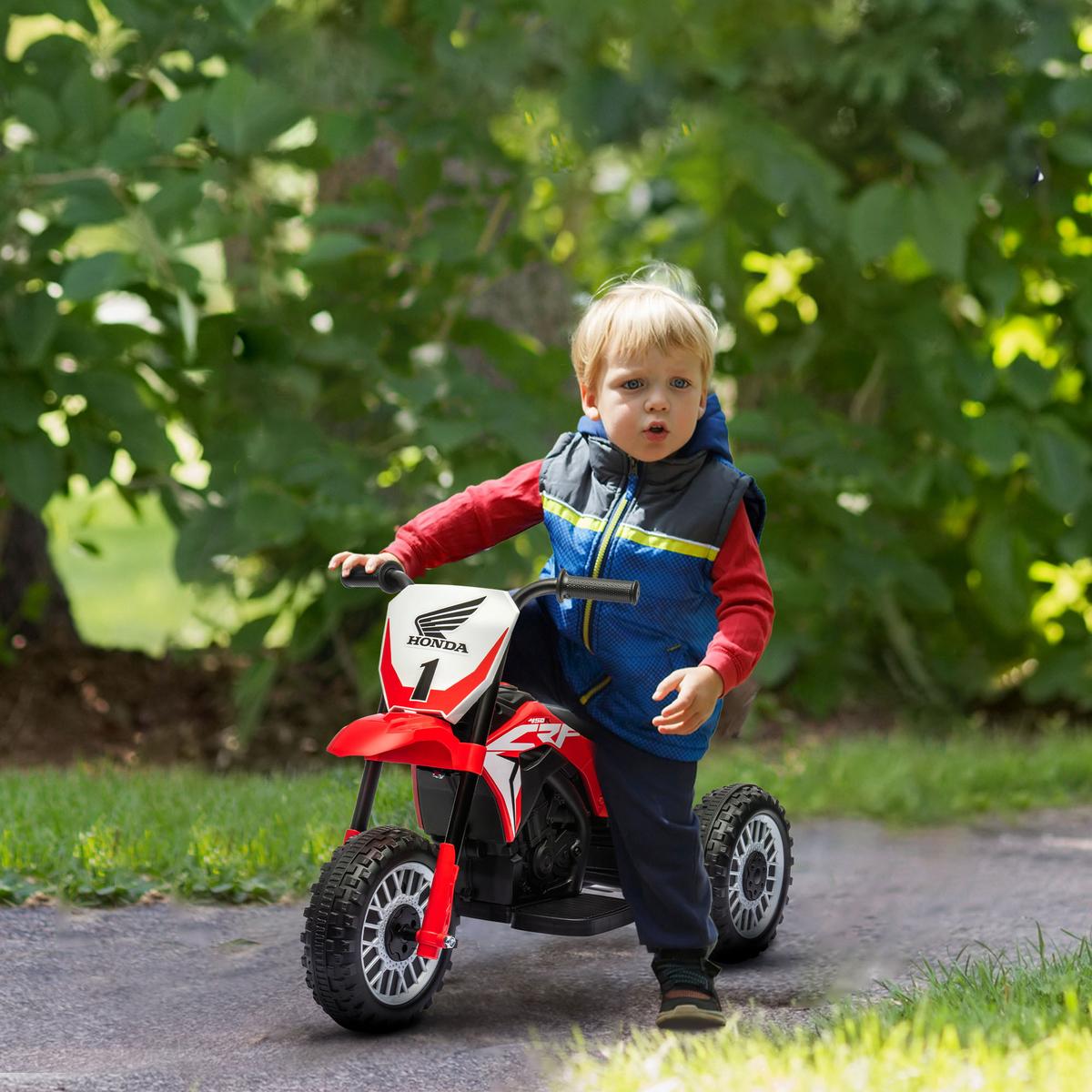LANGUAGE ELEKTRO-MOTORRAD mit Hupe, Musik 6V Rot - Rot, Kunststoff/Metall (71/40.5/43.5cm) - HOMCOM