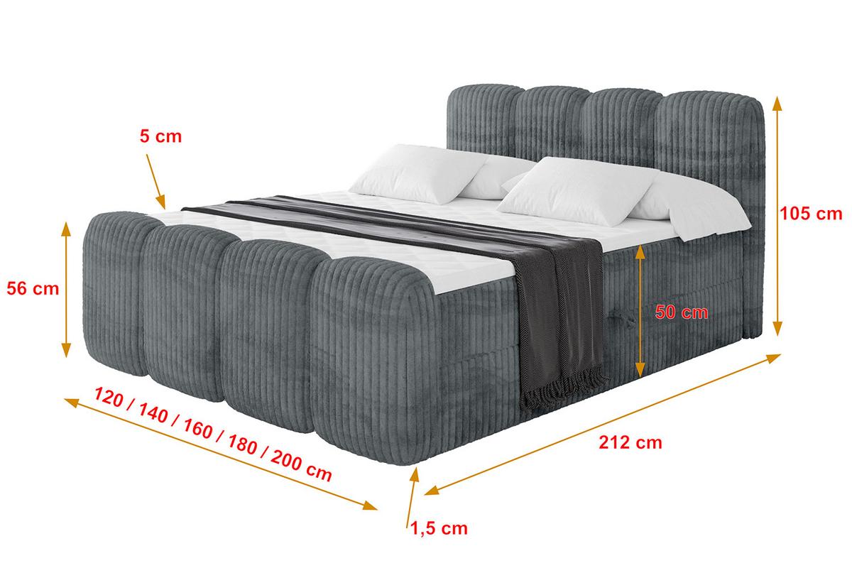 BOXBETT mit Matratze H4 und Lattenrost - NINA-Z - 180x200 cm - Dunkelgrau - Schieferfarben, Holzwerkstoff (180/200cm)