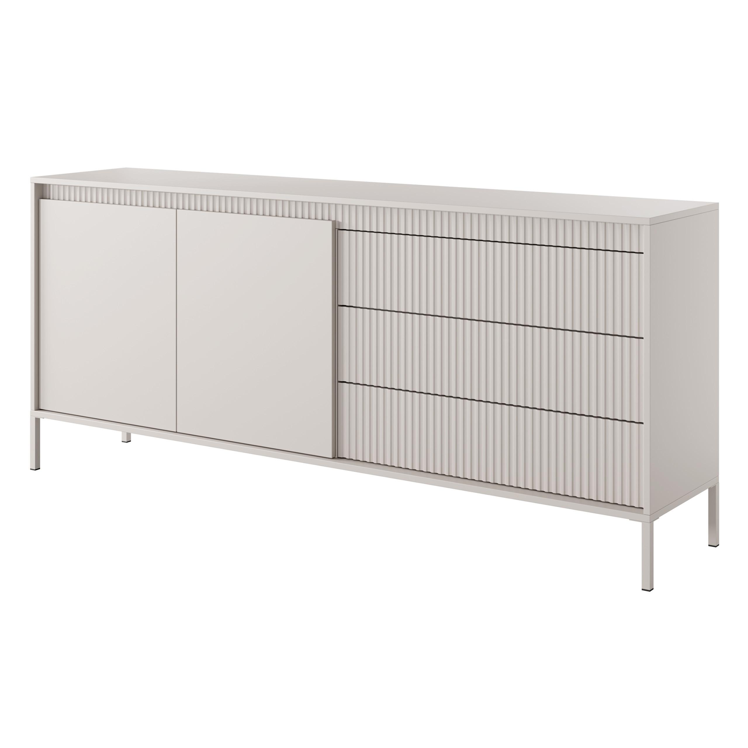 SIDEBOARD SENSATO 187/81/40 cm mit 3 Schubladen und 2 Türen Beige - Beige, Holzwerkstoff (187/81/40cm) - MASSENO