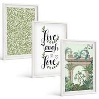 BILDER SET 3er Set - 40x60 cm Weißer Rahmen - Grüne Blätter von Pflanzenarchitektur - Weiß, Kunststoff (40/60cm) - TULUP
