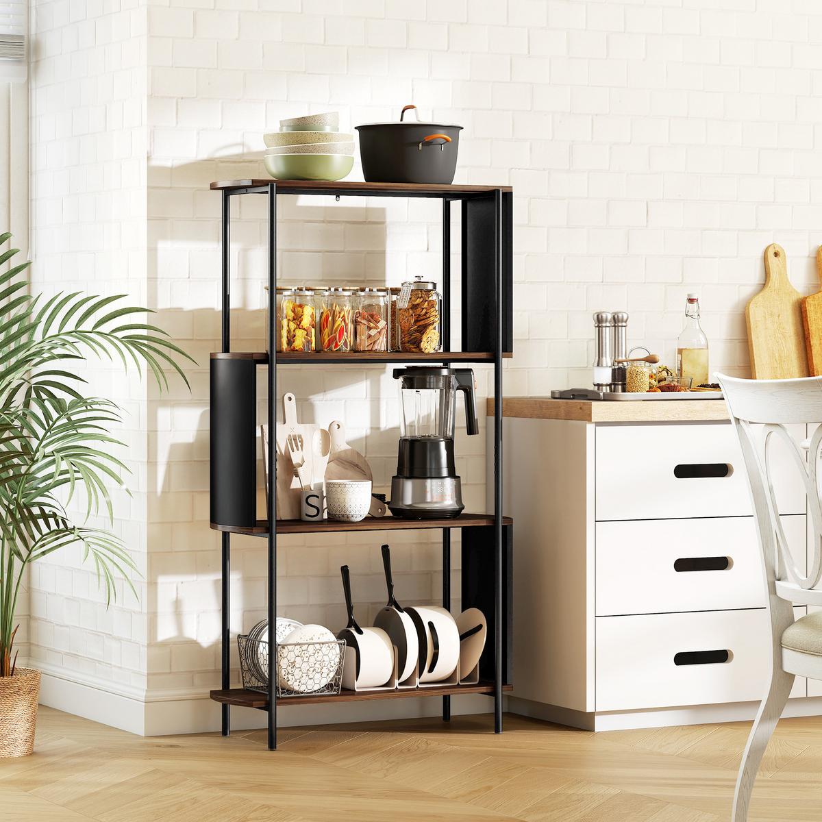 STANDREGAL MDF Stahl Braun - Schwarz/Braun, Holzwerkstoff/Metall (30/141/80cm) - HOMCOM