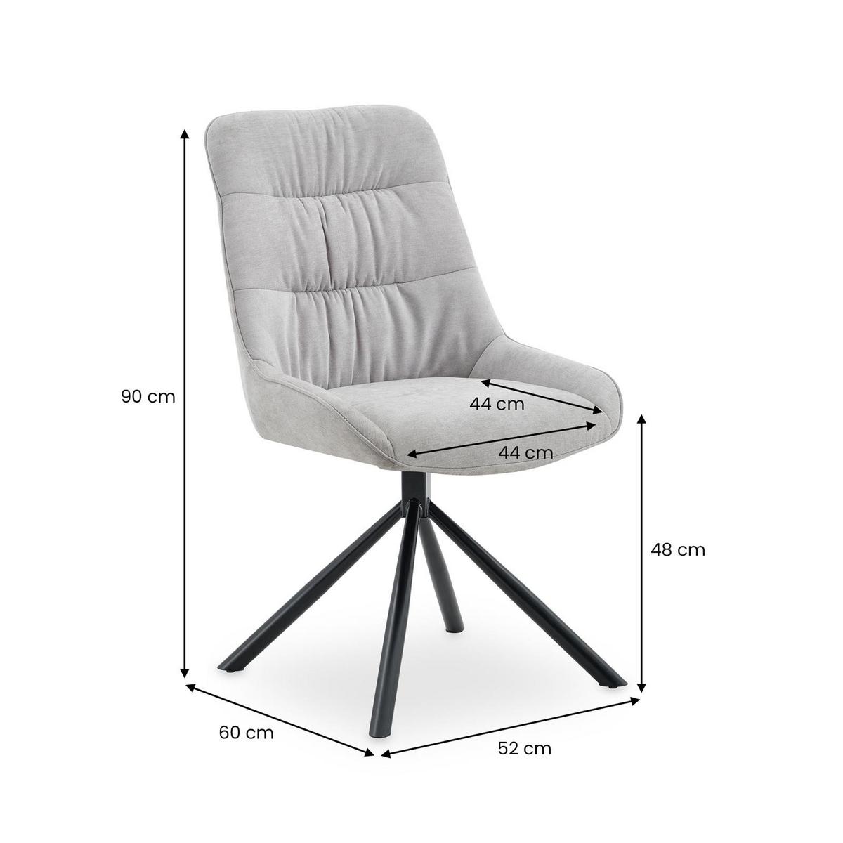 ESSZIMMERSTÜHLE LIBRA 2er-Set grau - Grau, Textil (50/90/60cm) - IDIMEX