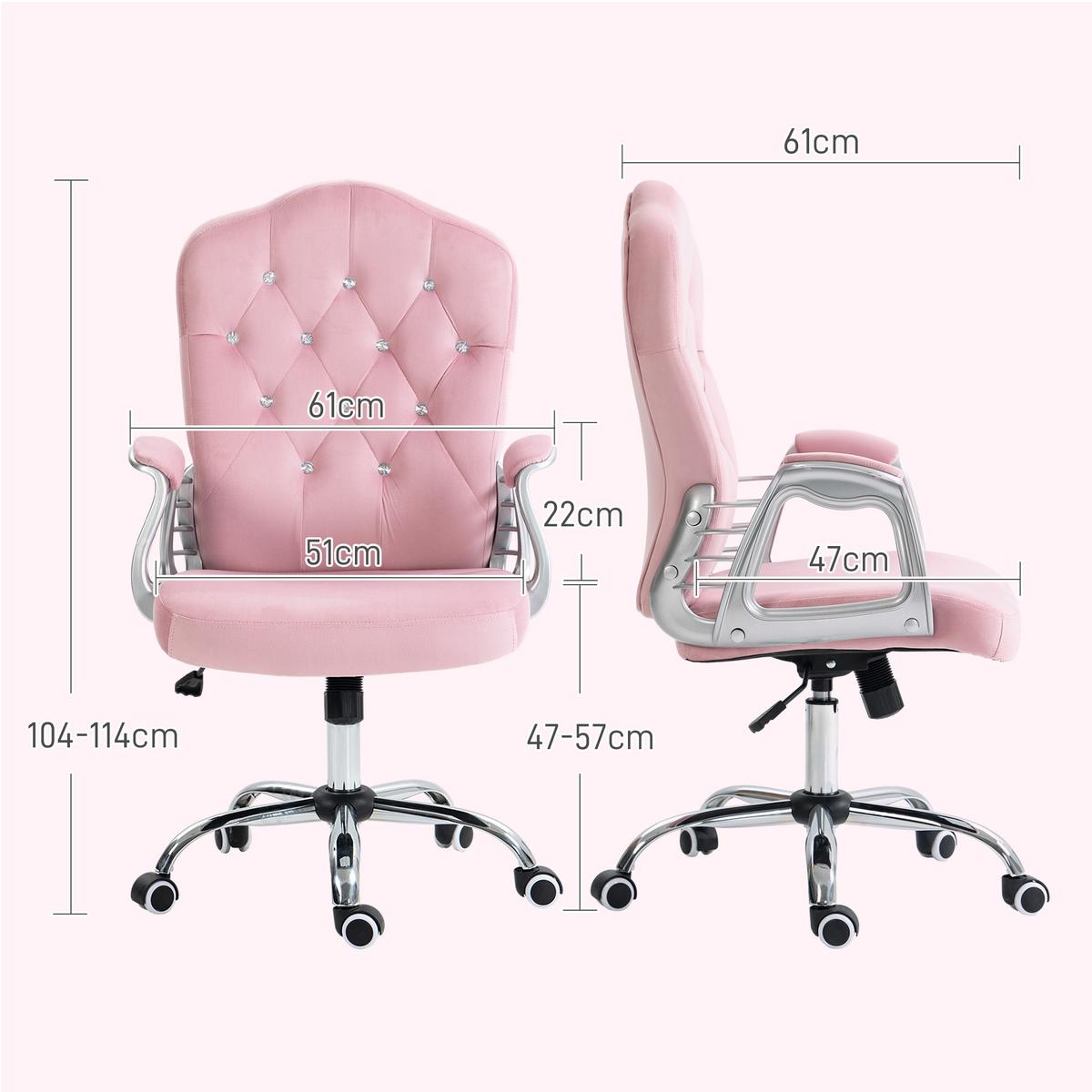 BÜROSTUHL Ergonomisch Schreibtischstuhl mit Wippfunktion für Home Office, Rosa - Rosa, Kunststoff (61/114/61cm) - Vinsetto