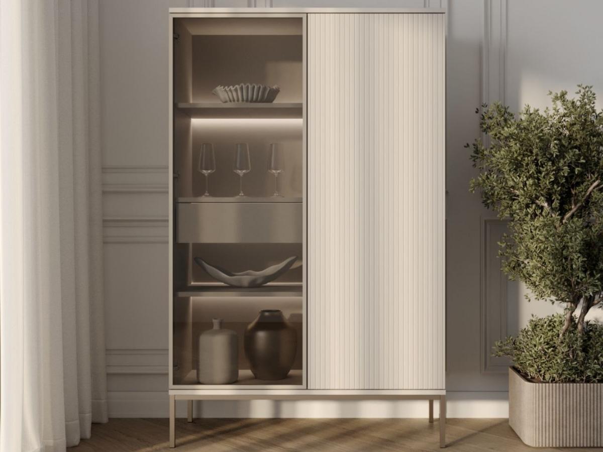 VITRINE Kaschmir 104/166/39 cm Deo - Kaschmir/Champagner, Glas/Naturmaterialien (104/166/39cm) - Graingold