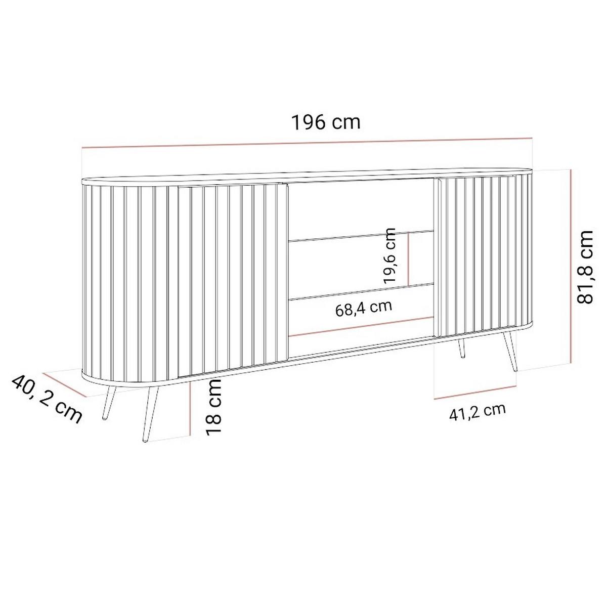 KOMMODE WILLOW 2D3S mit Schiebetüren - Eichefarben, Holzwerkstoff (196/82/40cm) - Lookway