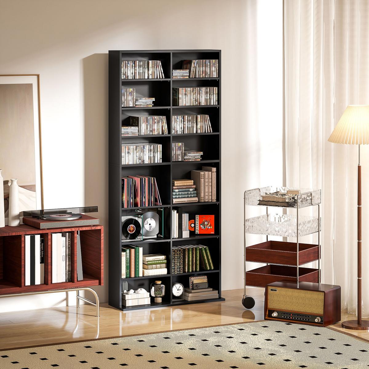 CD-REGAL Spanplatte Schwarz - Schwarz, Holzwerkstoff (24/175/78.5cm) - HOMCOM