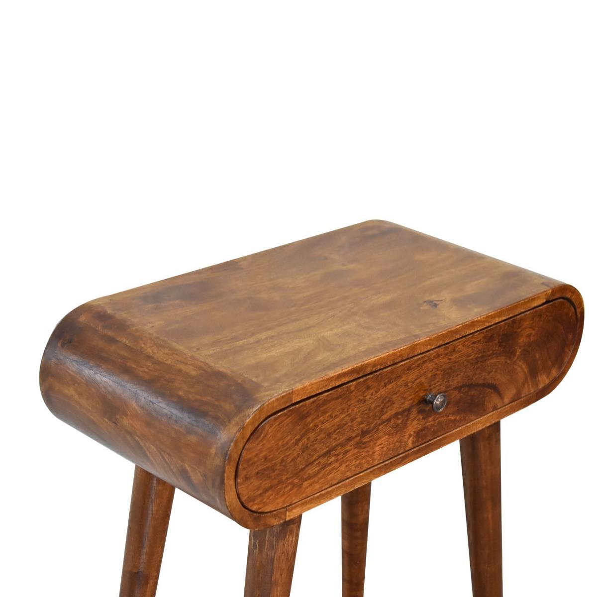 KONSOLENTISCH mini im Kastanienholz-Finish, 1 Schublade, Nordische Beine, Braun - Kastanienfarben/Messingfarben, Holz/Metall (30/60/78cm) - Artisan Furniture