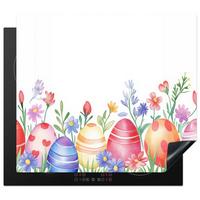 HERDABDECKPLATTE Blumengarten - Bunt - Eier Abdeckung Ceranfeld 59x51 cm - Weiß, Kunststoff (59/51/0.2cm) - MuchoWow