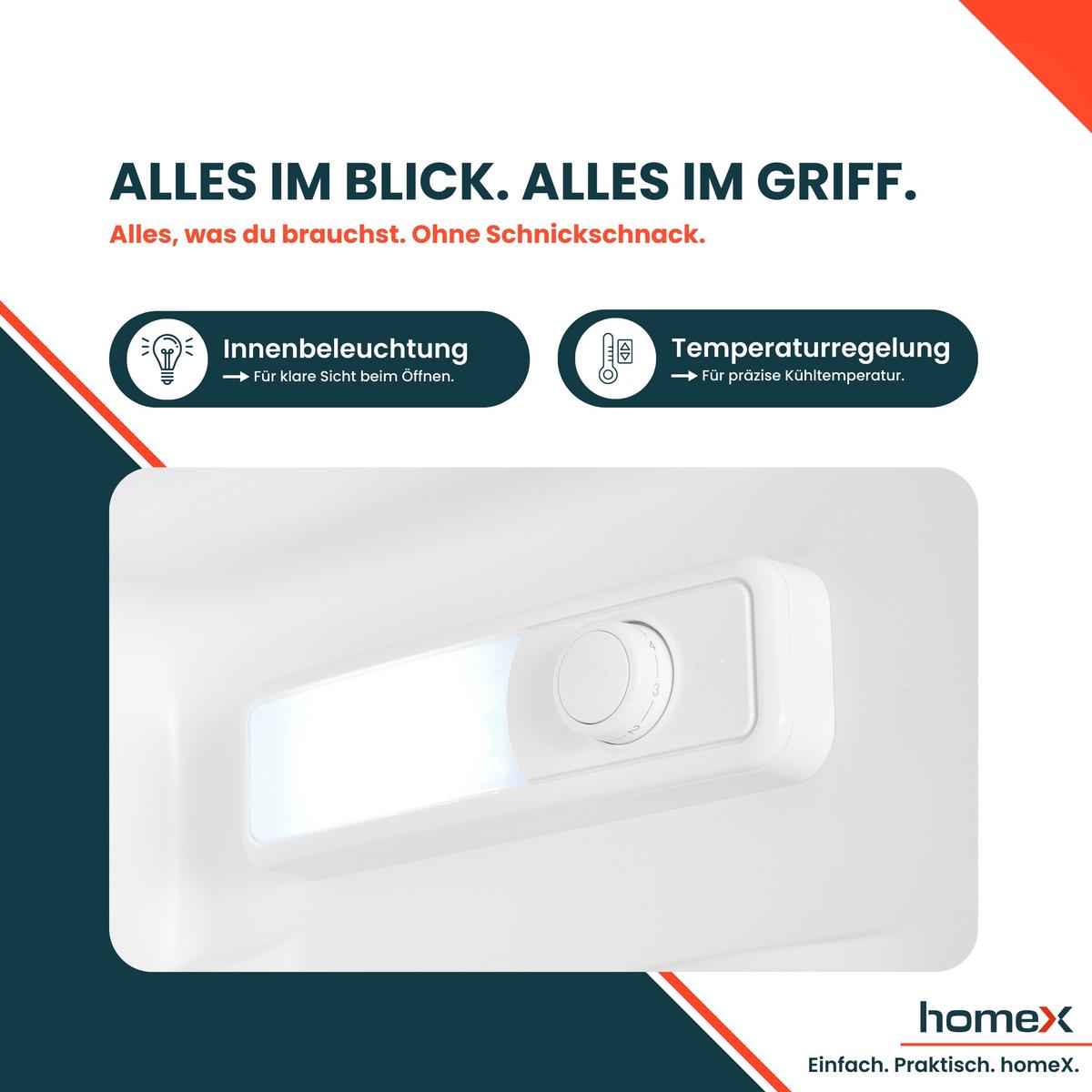 KÜHLSCHRANK CS2422E-W ohne Gefrierfach groß - 242 Liter, freistehend, 143 cm hoch, weiß - Weiß, Glas/Kunststoff (54.5/143/55.5cm) - homeX
