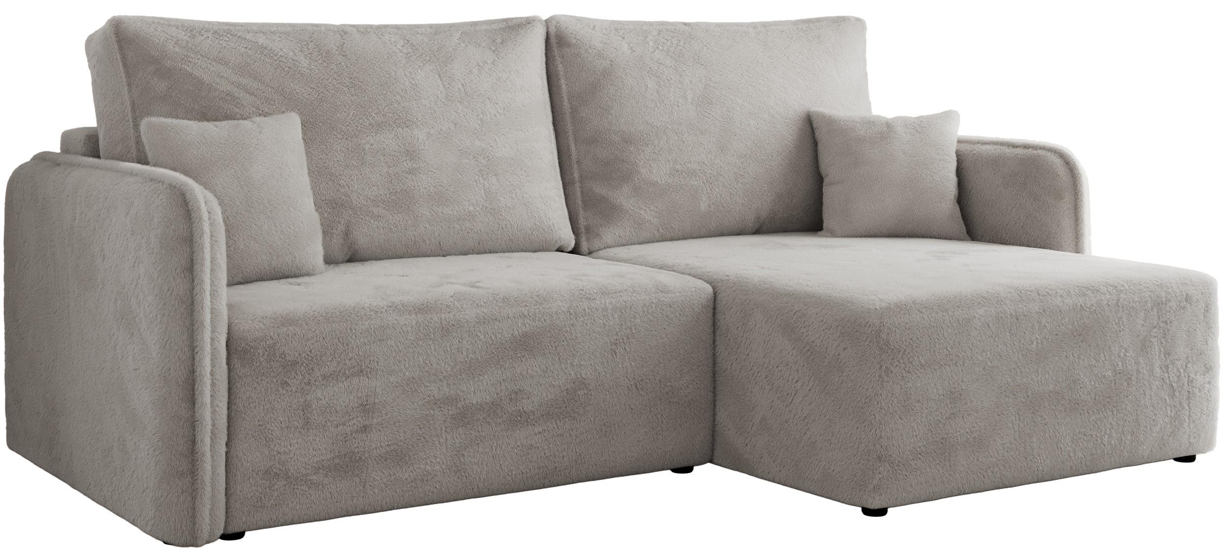 ECKSCHLAFSOFA MESTO L Hellgrau Plüsch - rechts - Hellgrau/Schwarz, Kunststoff/Textil (147/227cm) - MKS