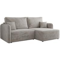 ECKSCHLAFSOFA MESTO L Hellgrau Plüsch - rechts - Hellgrau/Schwarz, Kunststoff/Textil (147/227cm) - MKS