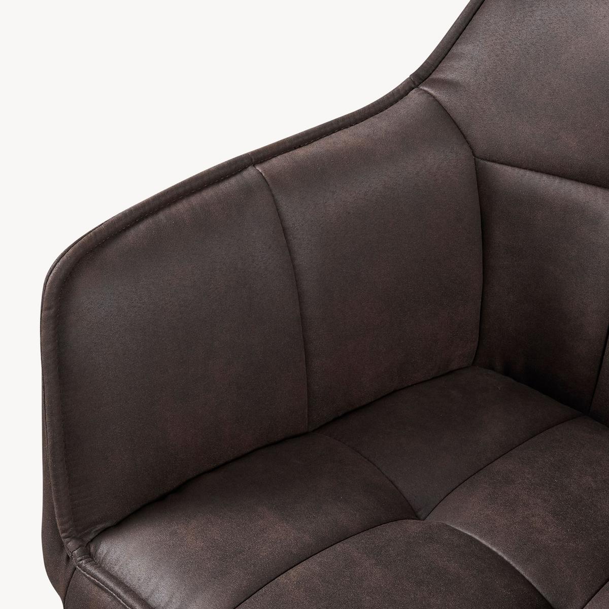 ARMLEHNSTUHL Birmingham - Dunkelbraun/Schwarz, Textil/Metall (60/82/59cm) - [en.casa]