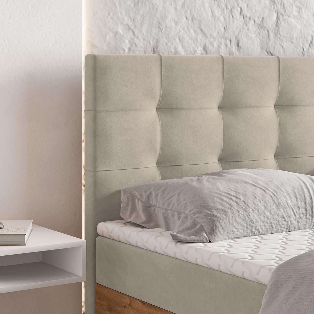 BOXBETT MOLVEN 160x200 cm mit Matratze und Topper - Beige - Beige, Holz (160/200cm) - MASSENO