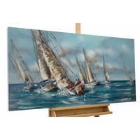 ACRYLBILD HANDGEMALT 120/60 cm - Blau/Weiß, Holz/Textil (120/60cm) - KUNSTLOFT