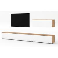 WOHNWAND Loriano IV Wotan, Weiß Hochglanz 300/70,5/32 cm – Hängend und Stehend - Braun/Weiß, Holzwerkstoff/Kunststoff (300/70.5/32cm) - AX Living