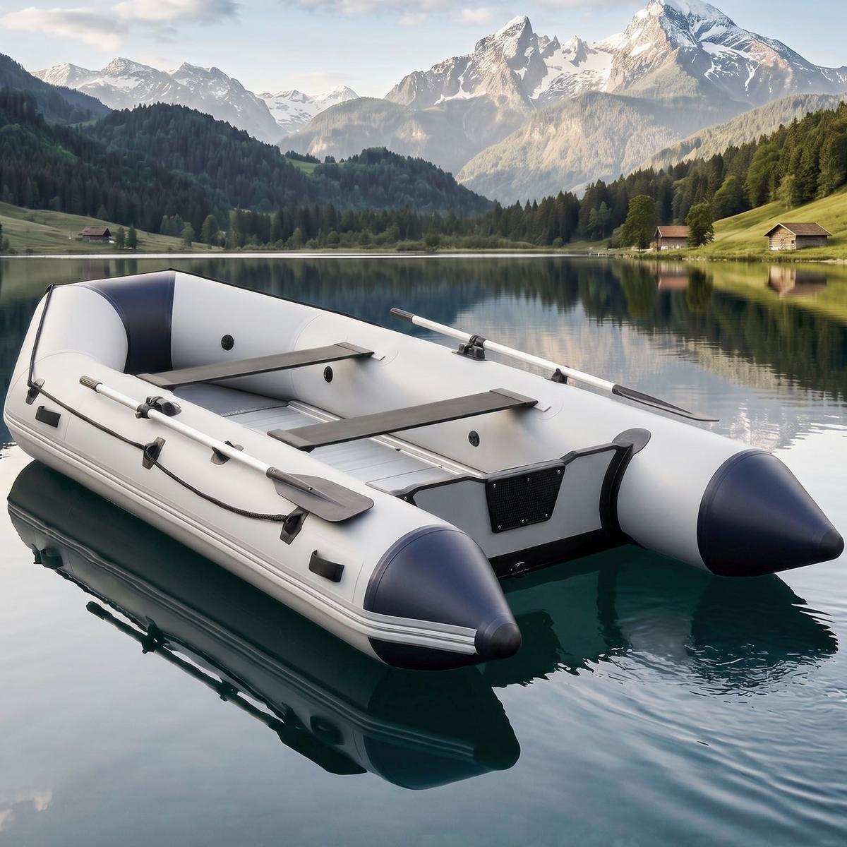 SCHLAUCHBOOT Paddelboot 3,80 m inkl. Tasche & Reparaturset - Grau, Kunststoff (380/170/77cm) - Artsport